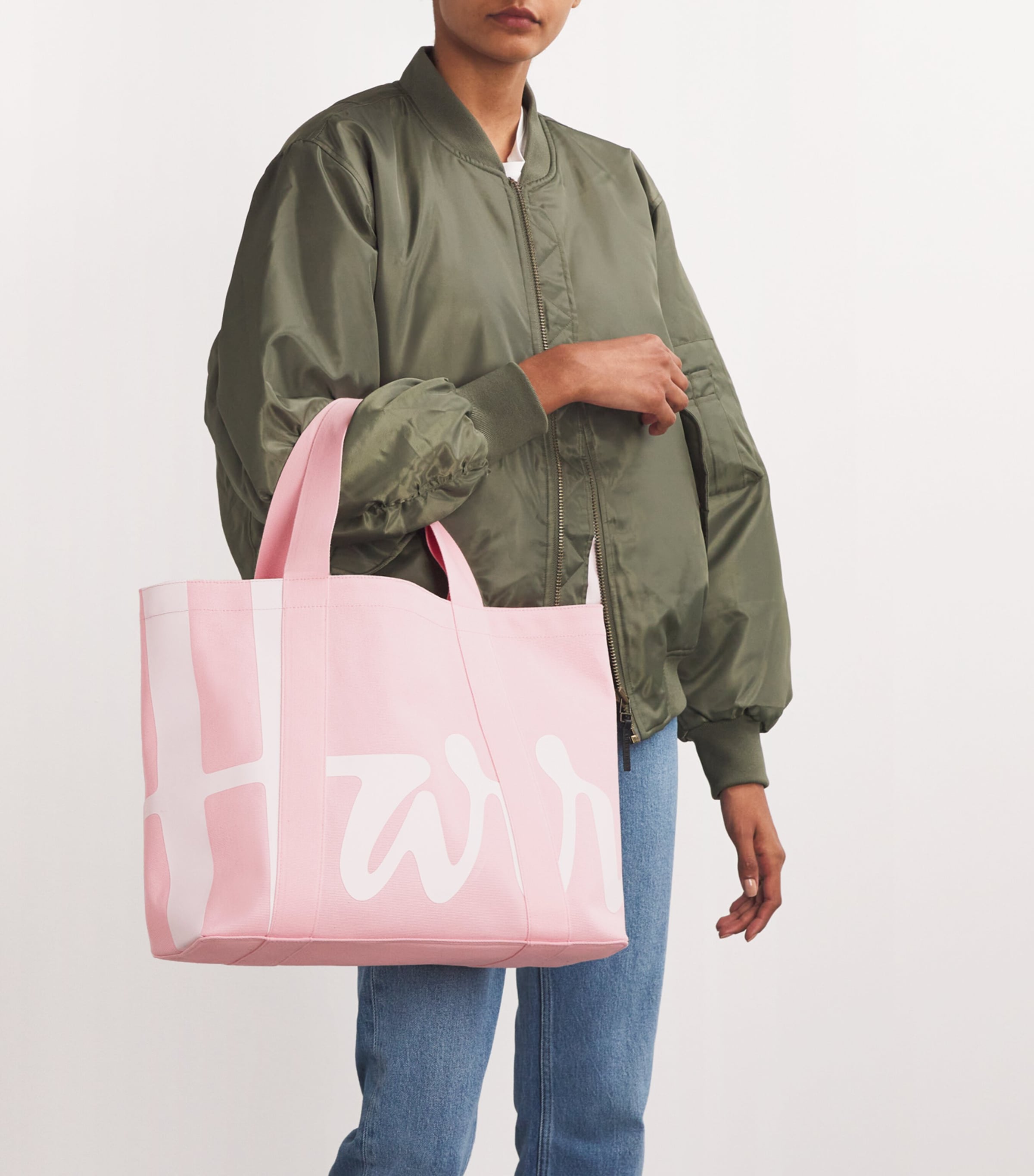 Harrods Pink Medium Cotton Logo Tote Bag