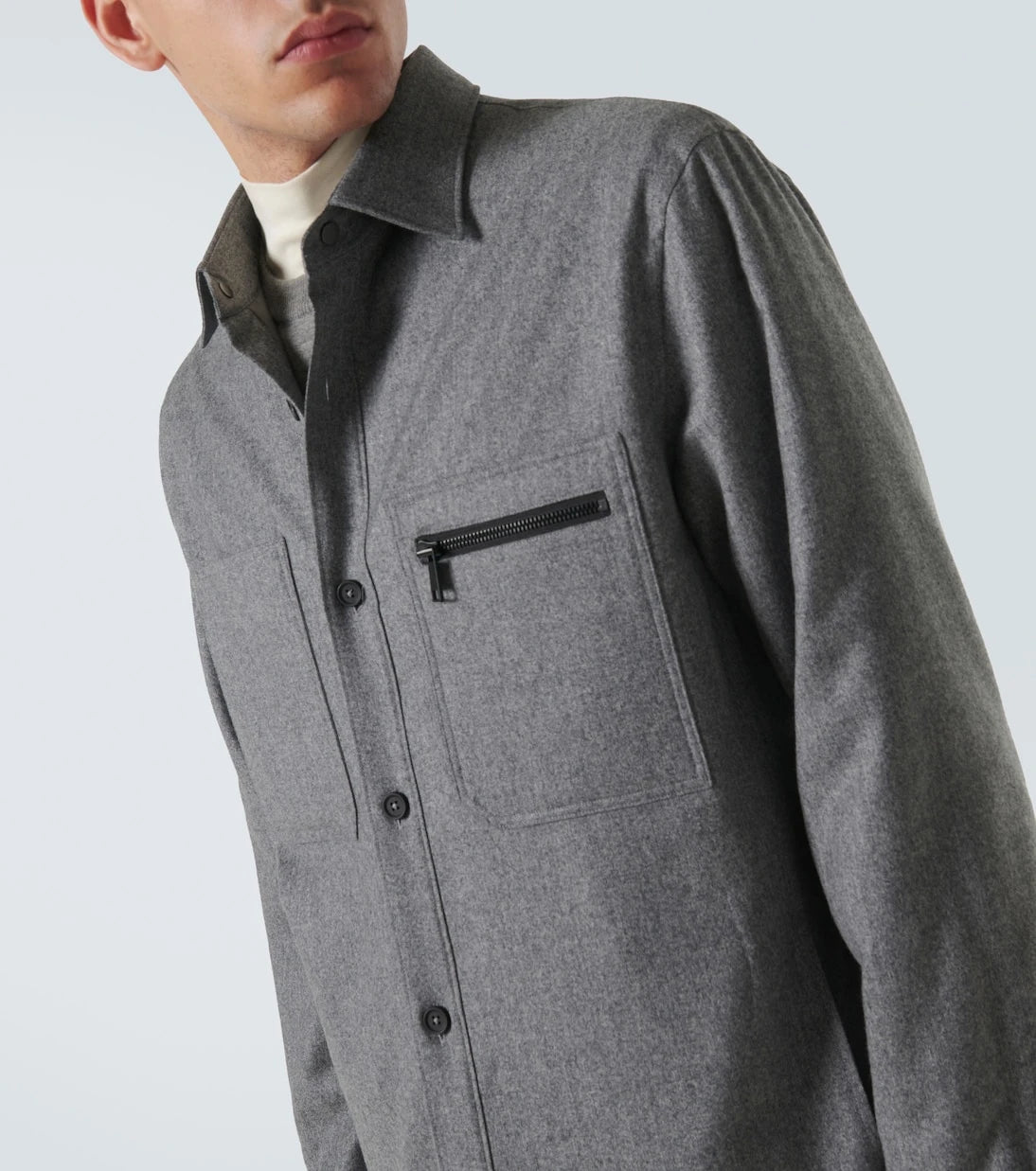 Zegna - قميص علوي مبطن من مزيج الصوف