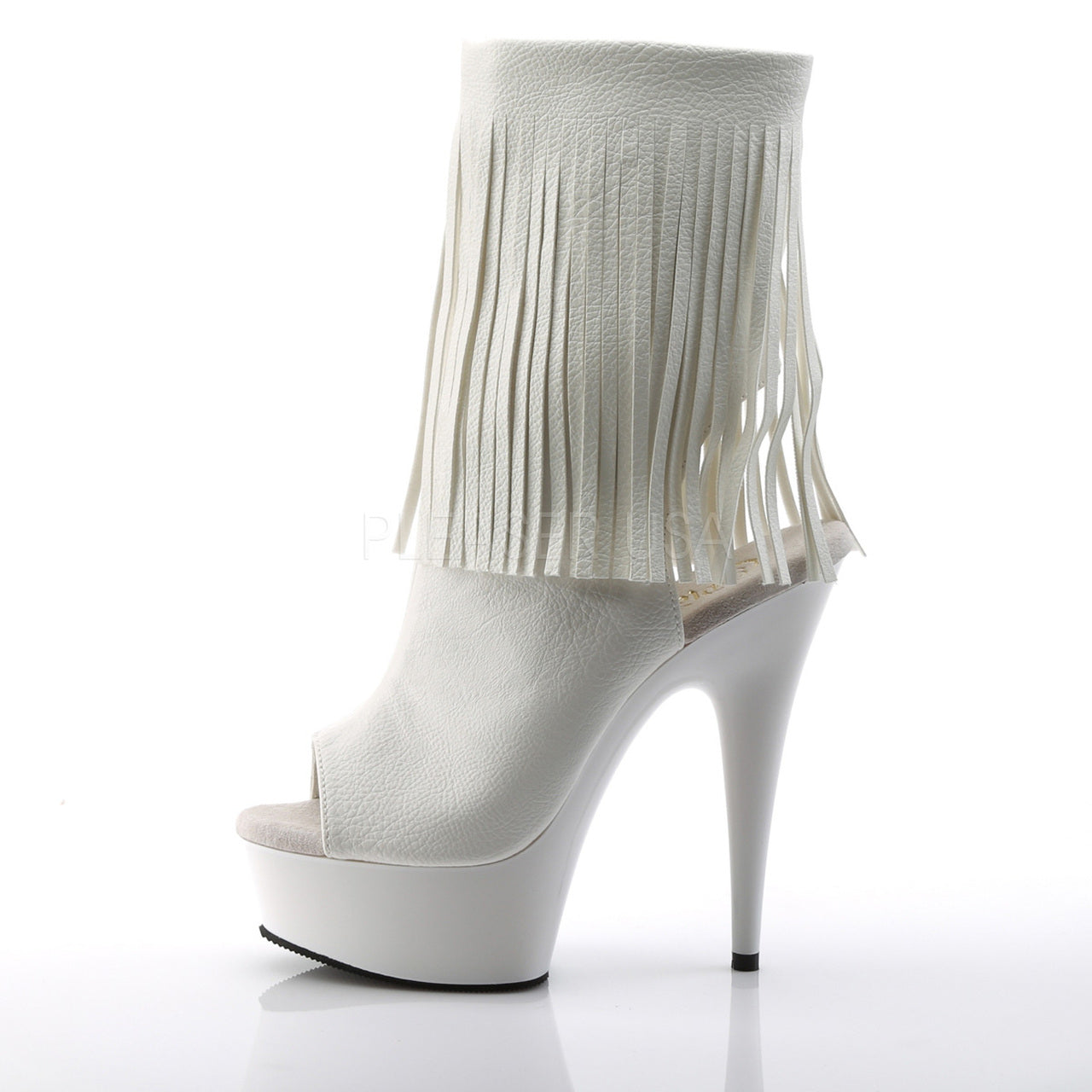 6" Heel White Open Toe-Heel Faux Leather*