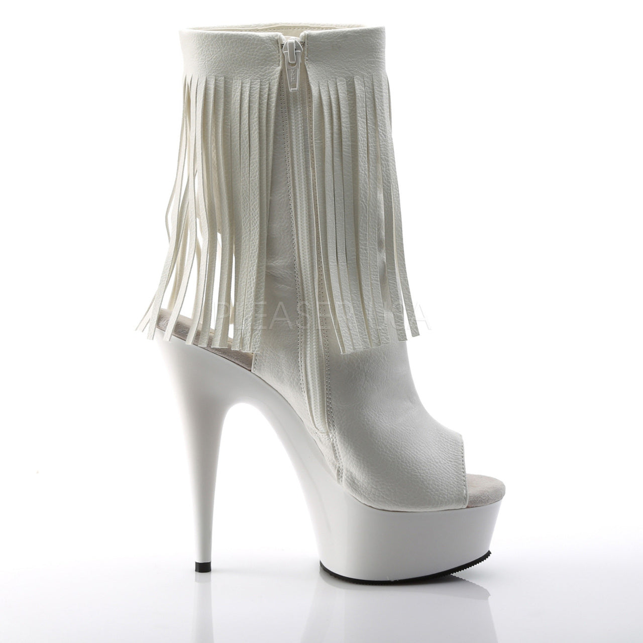 6" Heel White Open Toe-Heel Faux Leather*