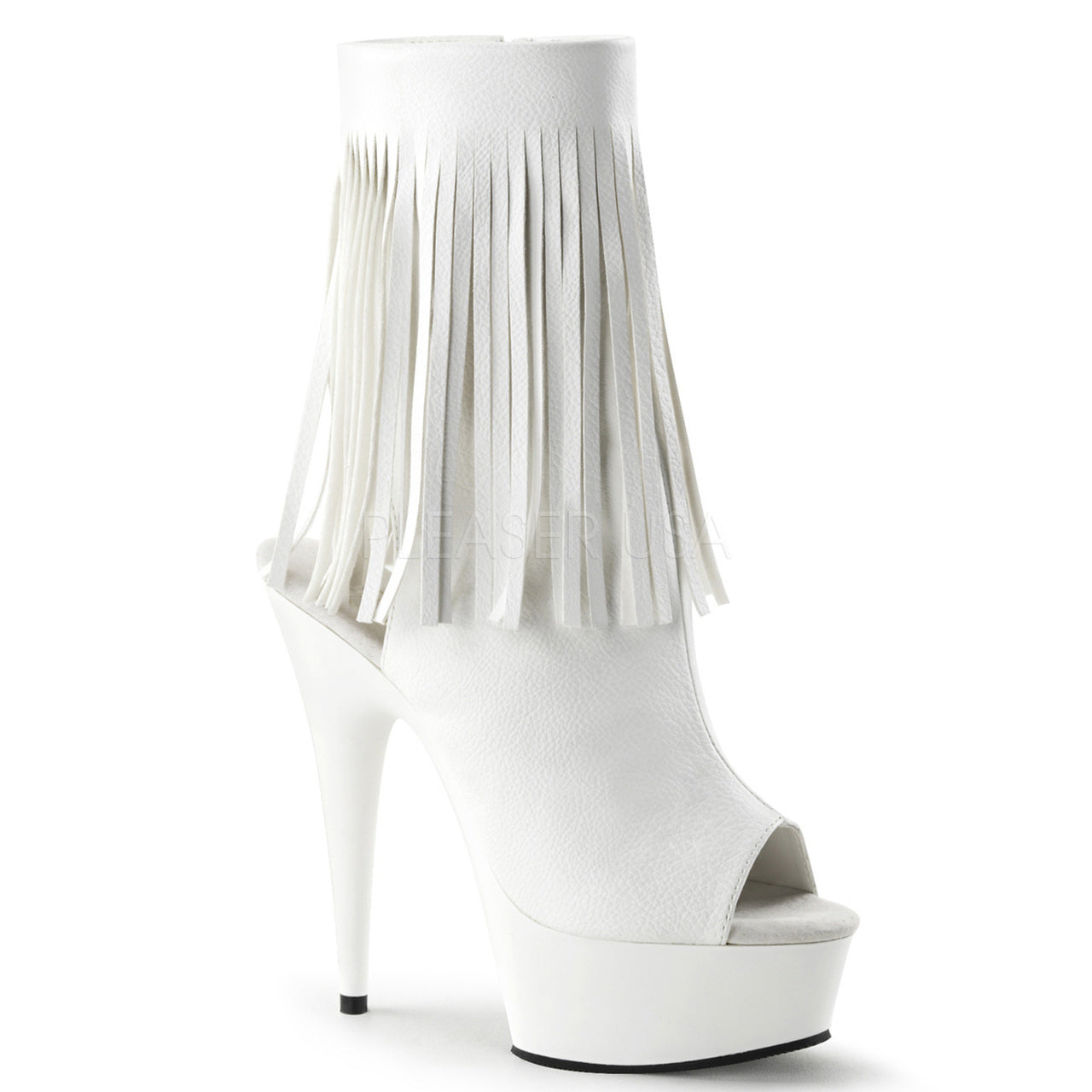 6" Heel White Open Toe-Heel Faux Leather*