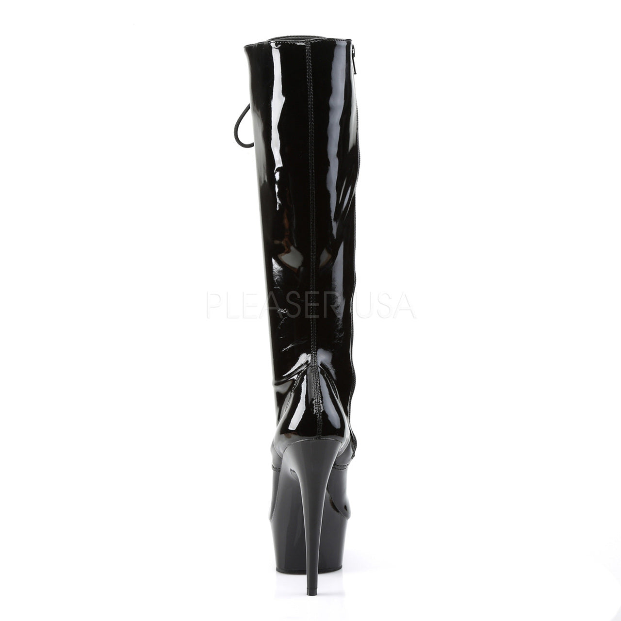 6" Heel Lace-Up Black Knee High Boots*