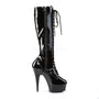 6" Heel Lace-Up Black Knee High Boots*