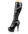 6" Heel Buckle Black Knee High Boots*