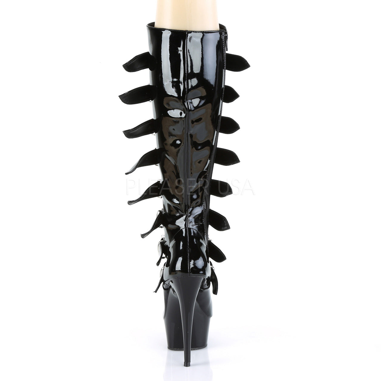 6" Heel Buckle Black Knee High Boots*