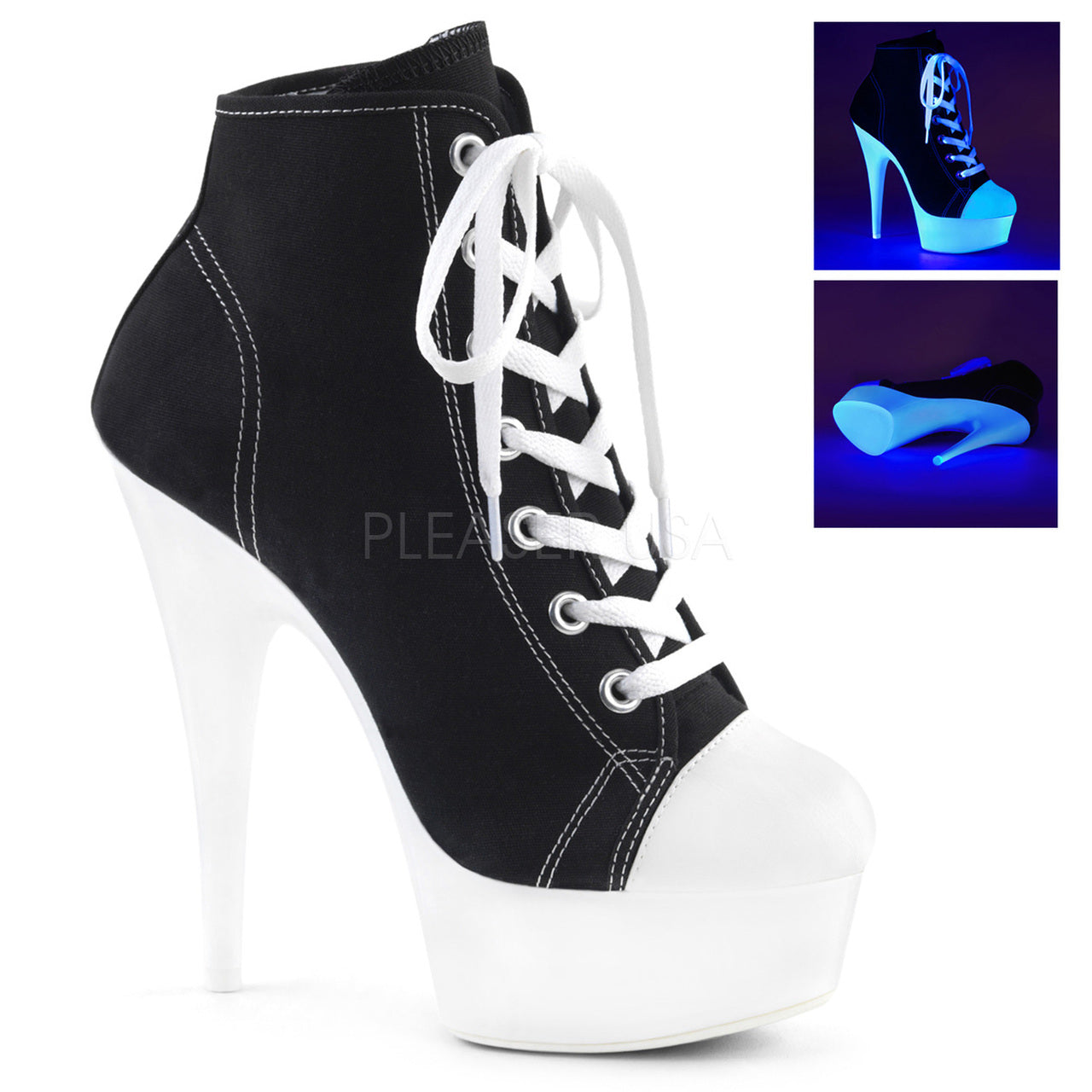 6" Heel Black-White Platform Booties*