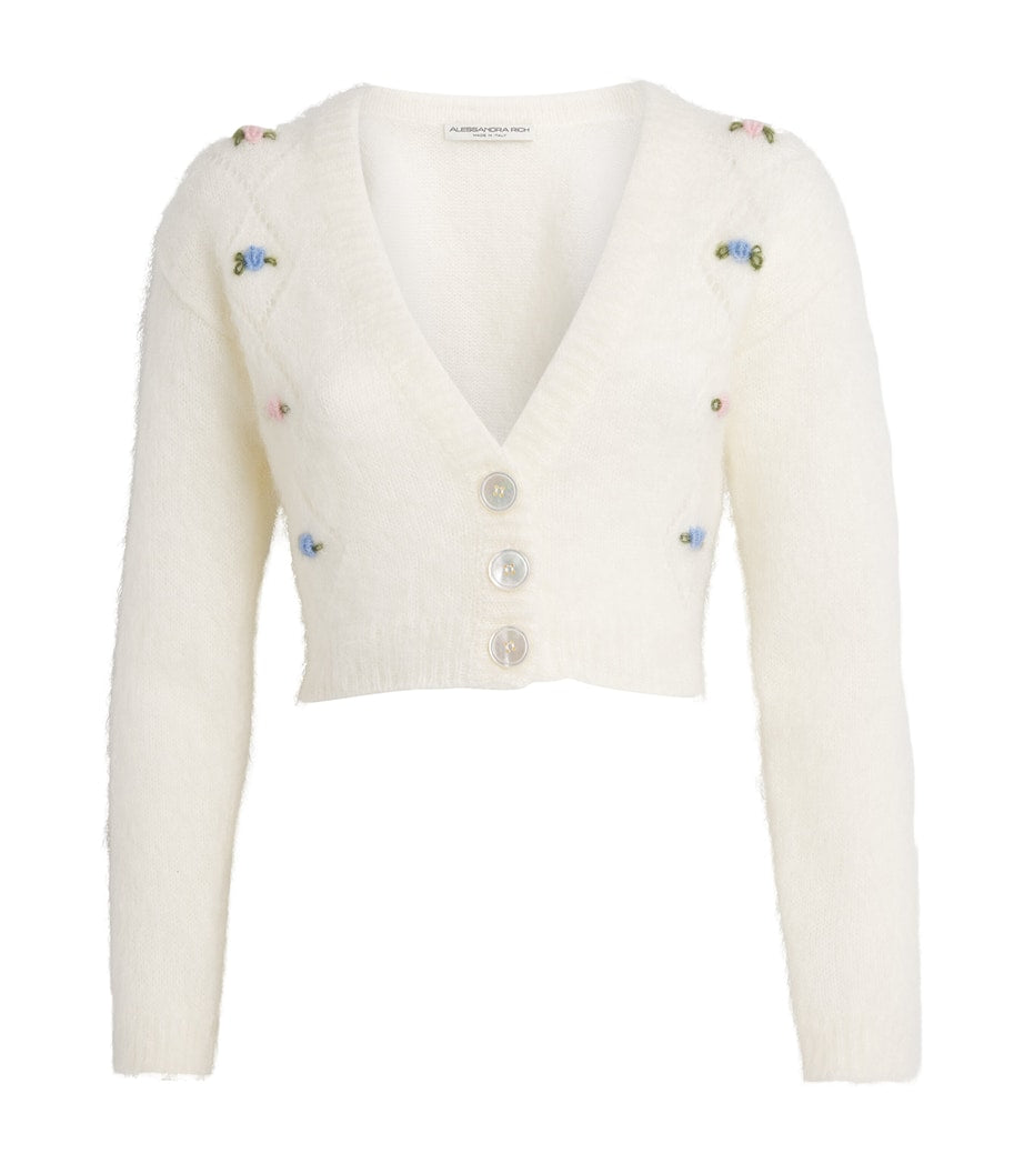 Mohair-Blend Embroidered Cardigan