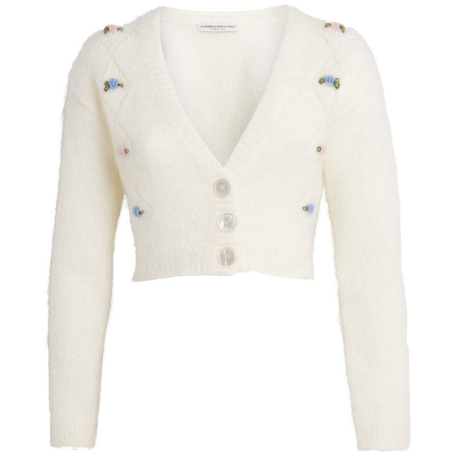 Mohair-Blend Embroidered Cardigan