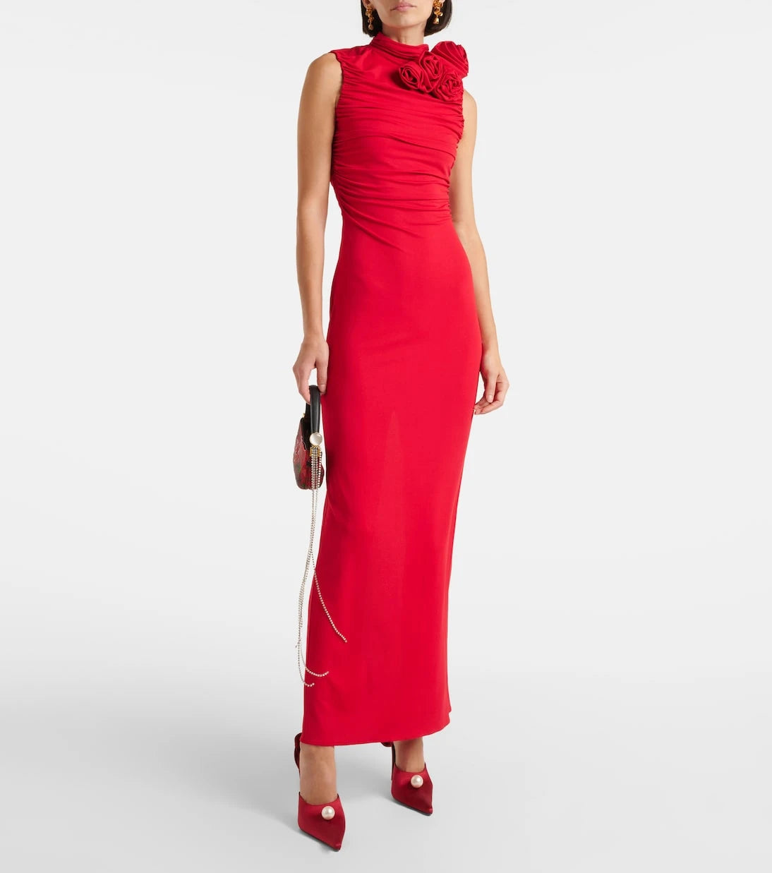 Magda Butrym - Floral-appliqué ruched jersey gown