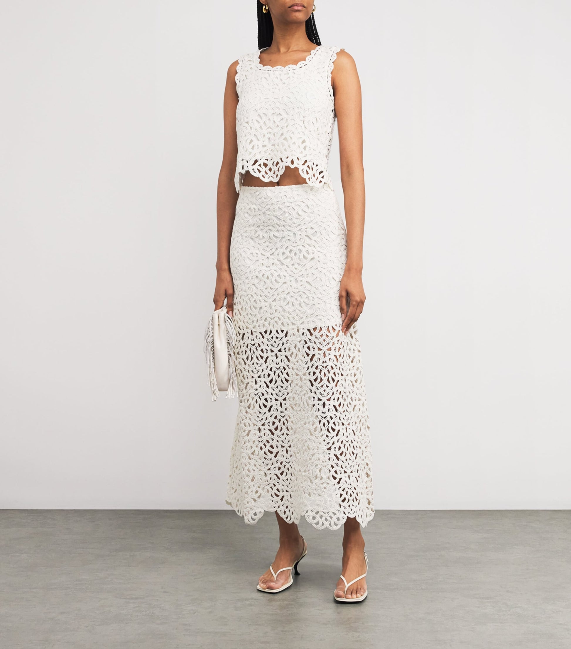 White Cotton Crochet Tank Top