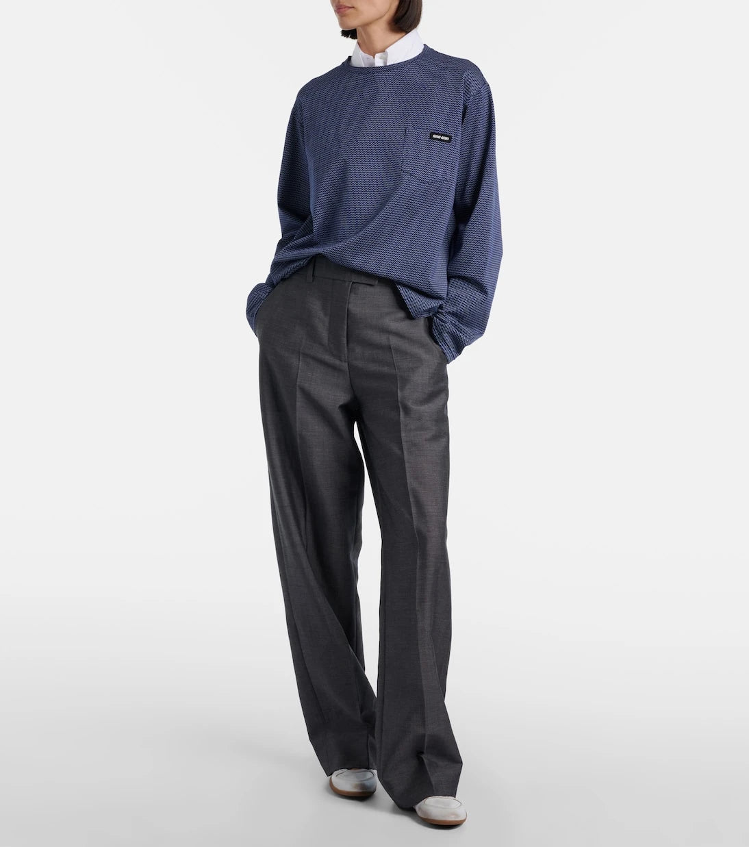 Miu Miu - Striped jacquard cotton jersey T-shirt