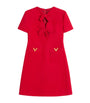 Valentino Red Virgin Wool-Silk Bow Mini Dress