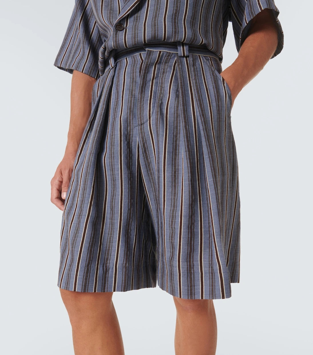 King & Tuckfield - Striped wool Bermuda shorts