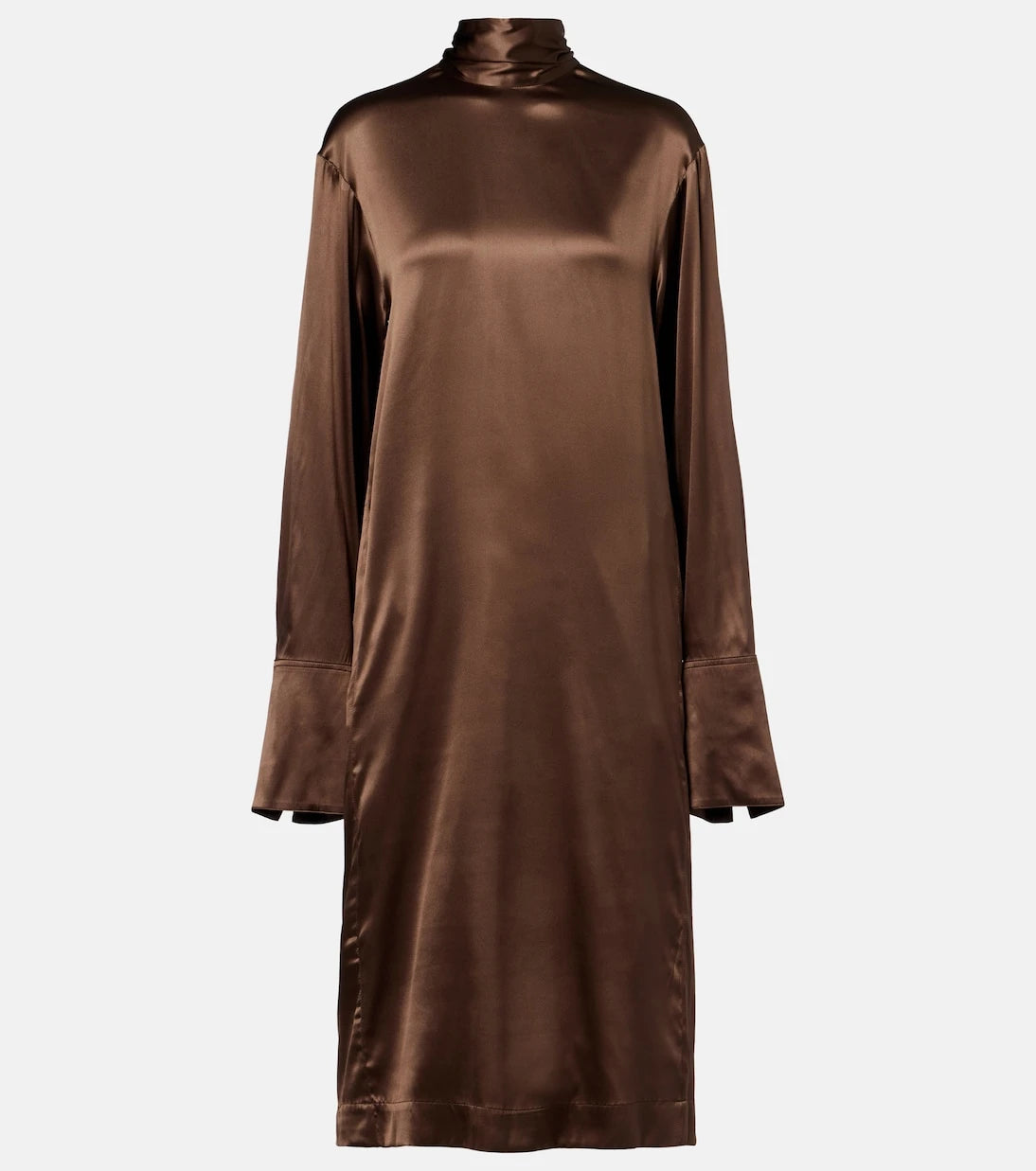 Dries Van Noten - Turtleneck silk-blend satin midi dress
