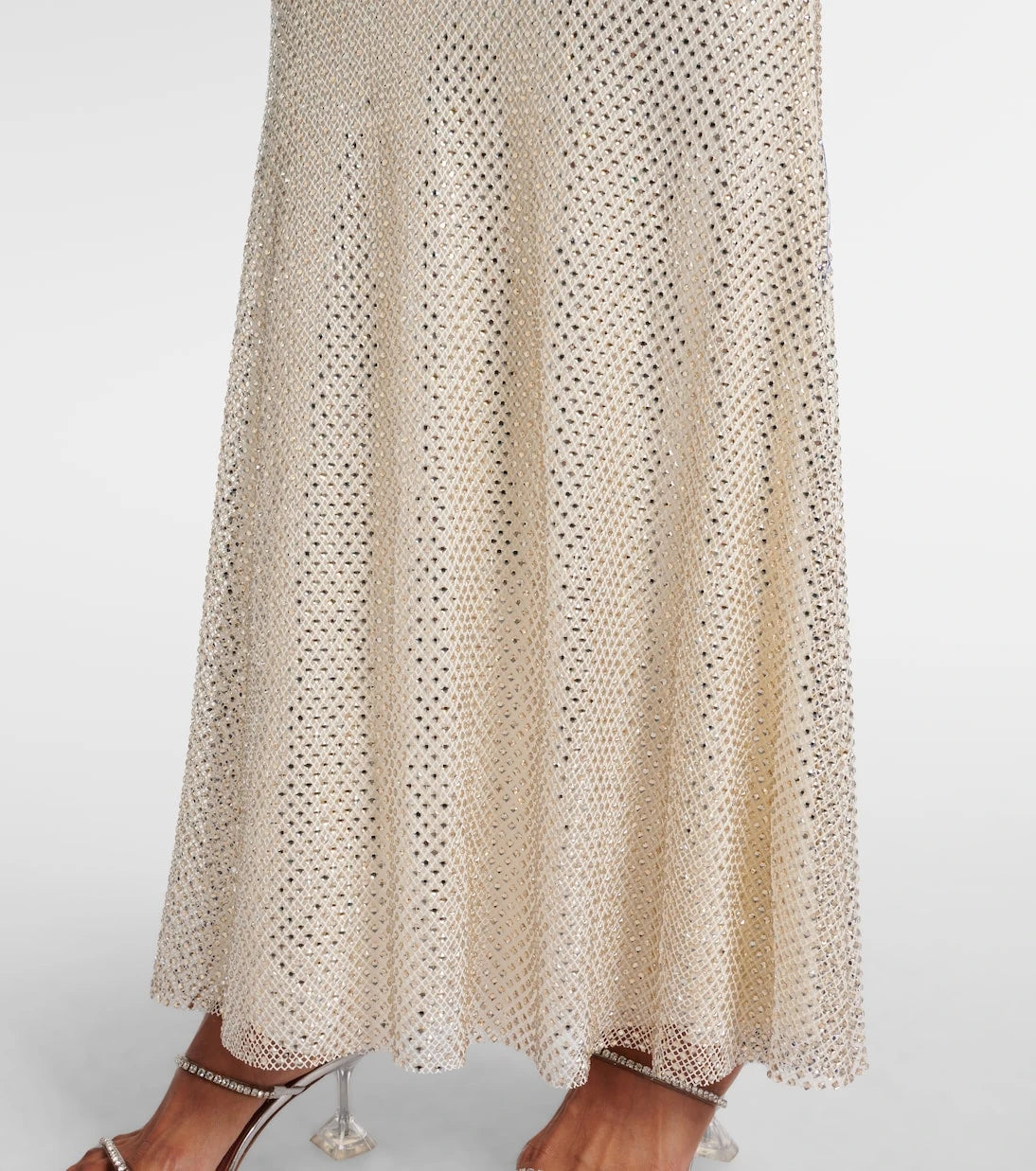 Self-Portrait - Bridal embellished mesh-trimmed gown