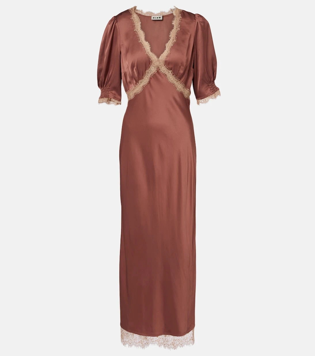 Rixo - Annina lace-trimmed satin maxi dress