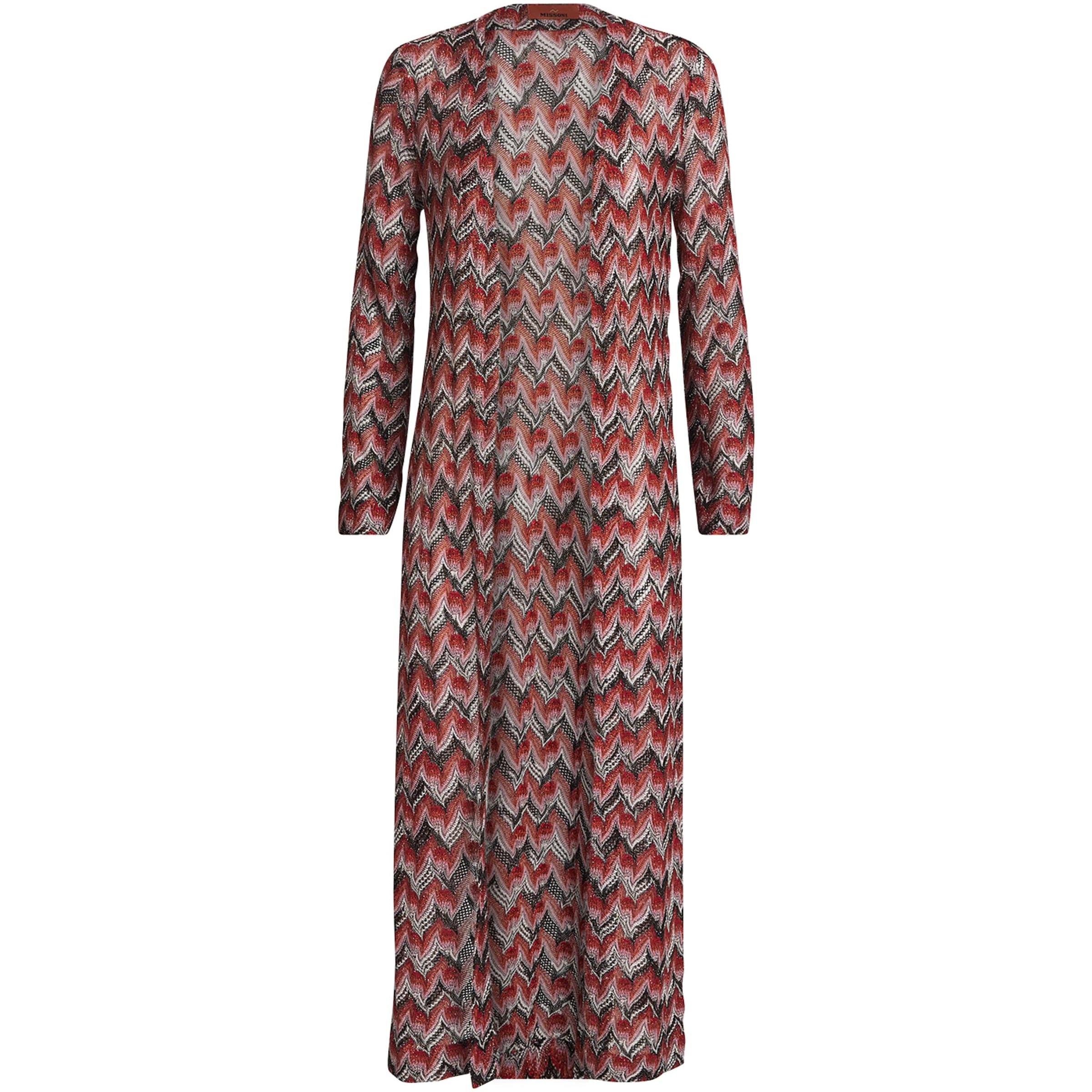 Missoni Red Zigzag Open-Front Cardigan