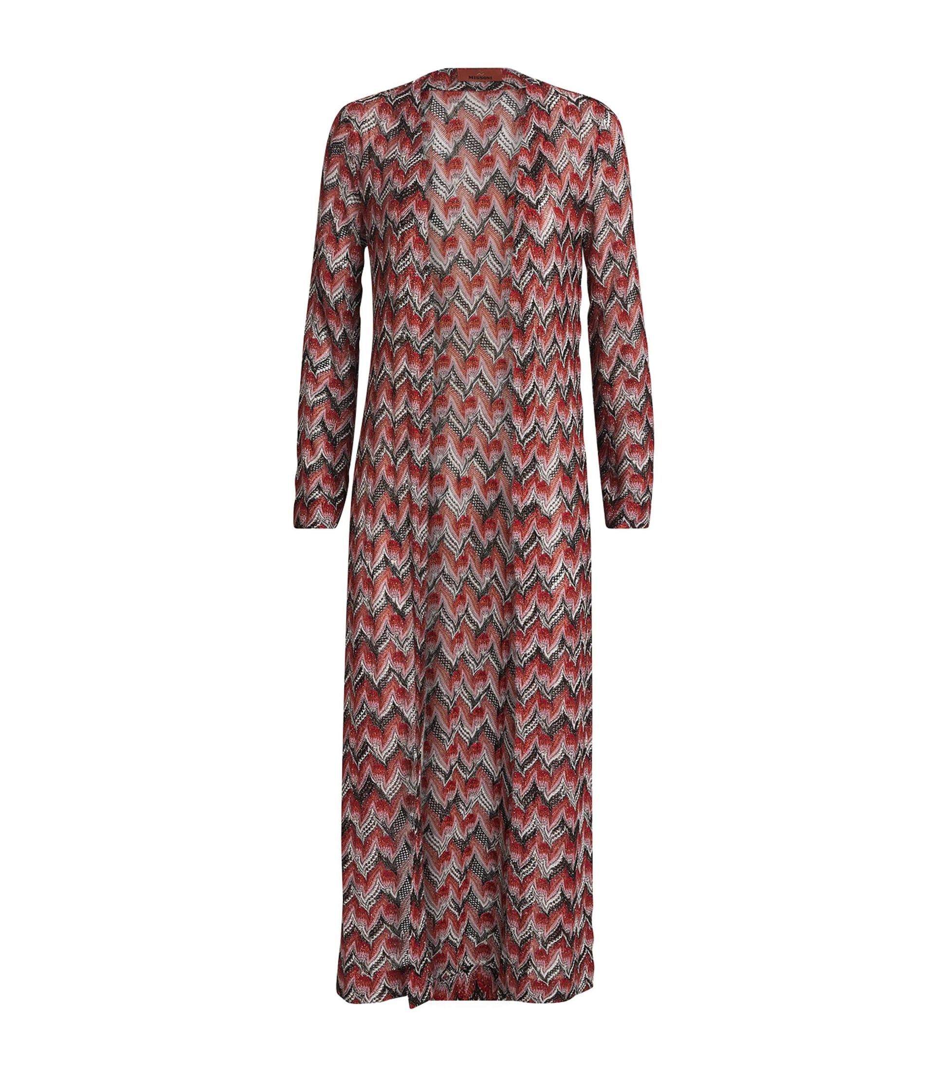 Missoni Red Zigzag Open-Front Cardigan