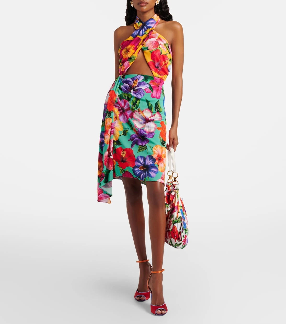 Dolce&Gabbana - Floral cutout wrap dress