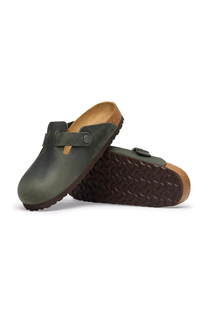 Birkenstock чехли сабо мъжки от кожа Boston Oiled Leather