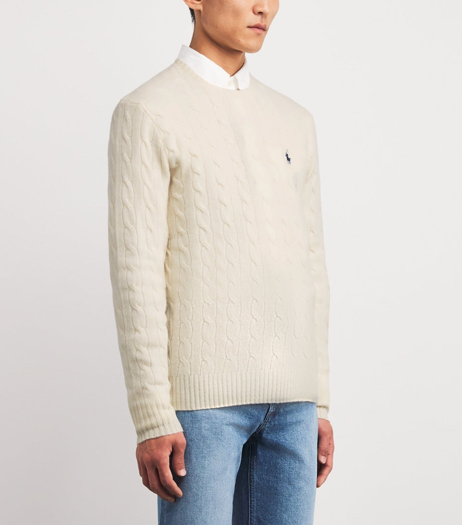 Wool-Cashmere Cable-Knit Sweater NATURAL