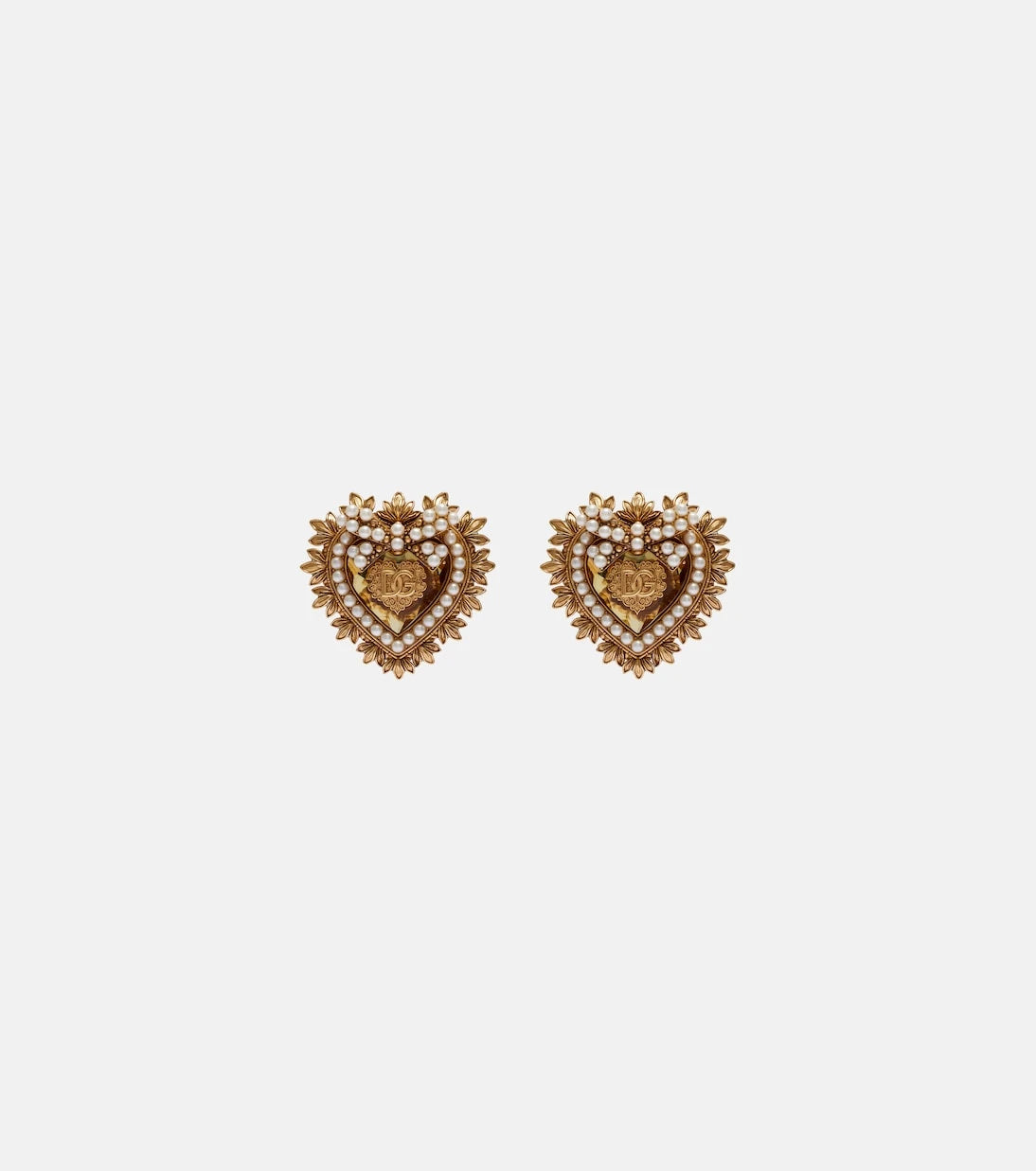 Dolce&Gabbana - Devotion embellished clip-on earrings