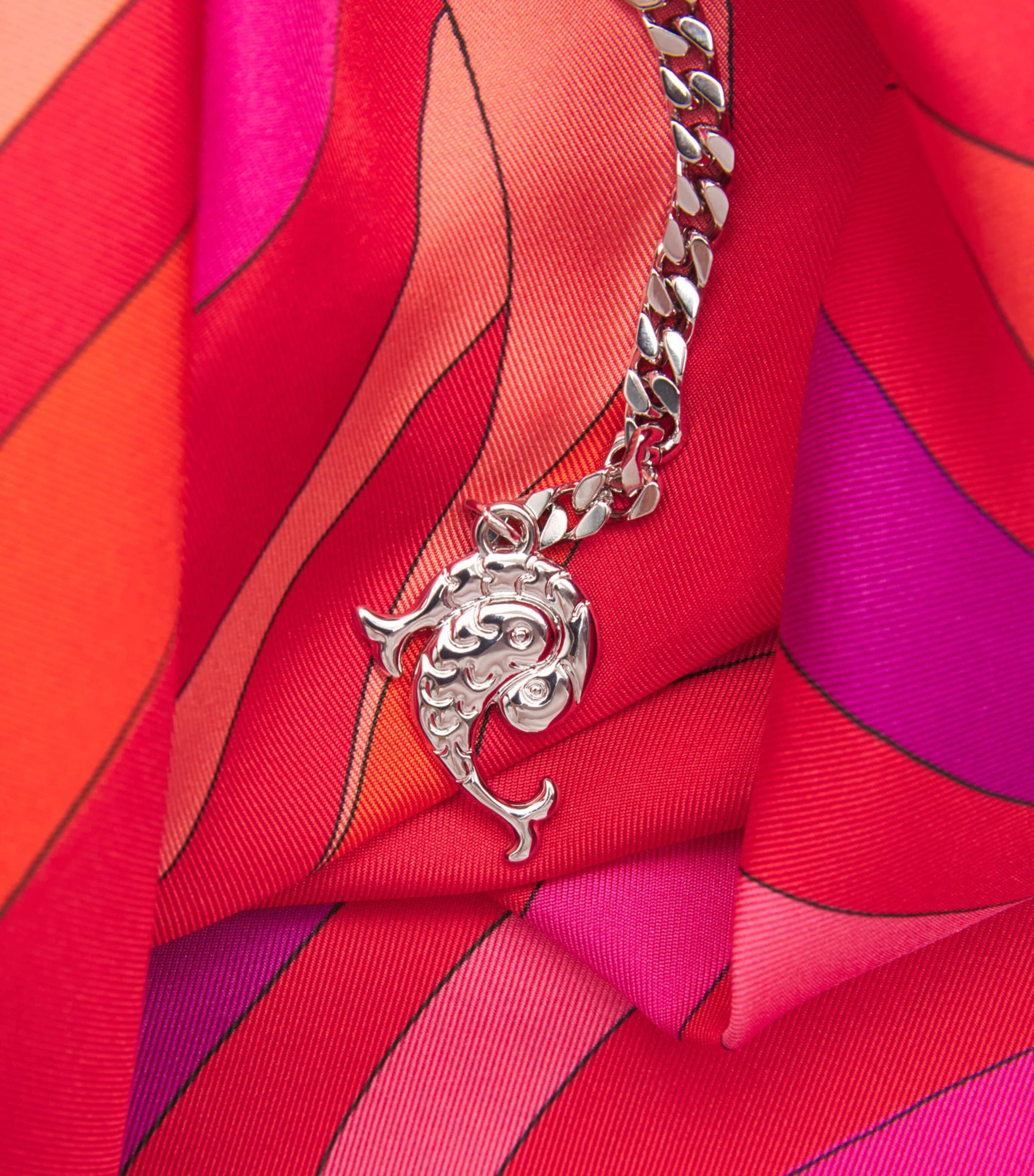 Multi Silk Marmo Print Asymmetric Midi Dress