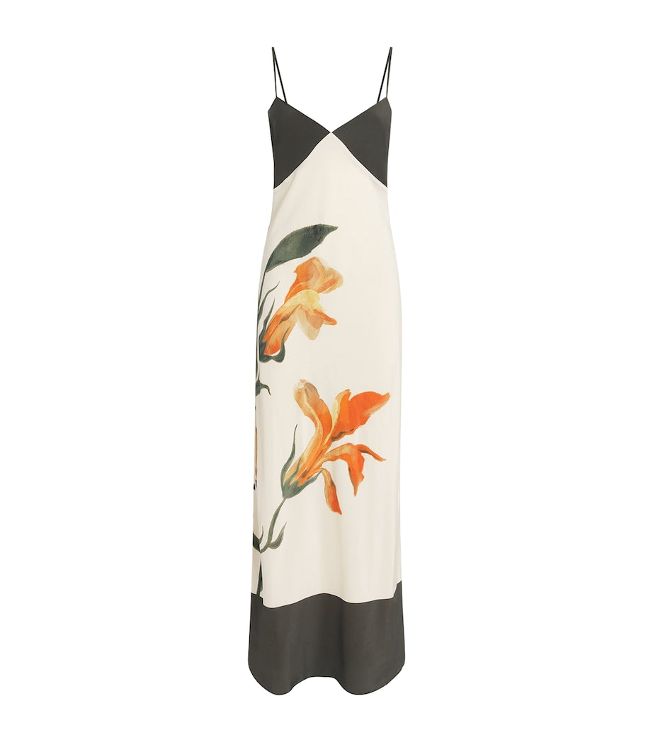 Multi Silk Floral Constance Maxi Dress