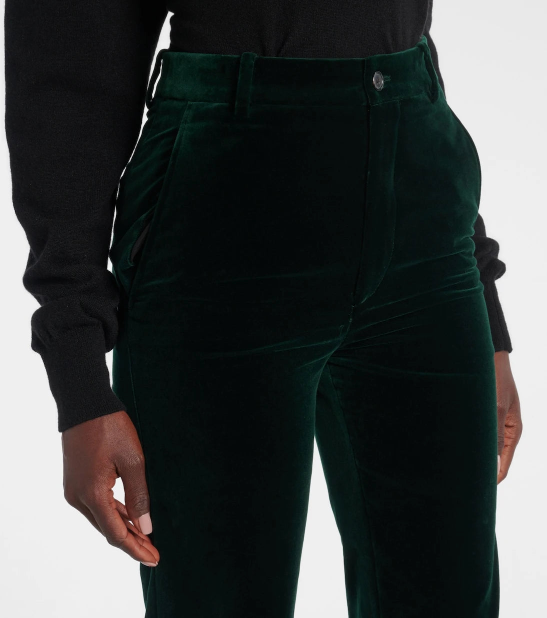 Saint Laurent - Cotton velvet straight pants