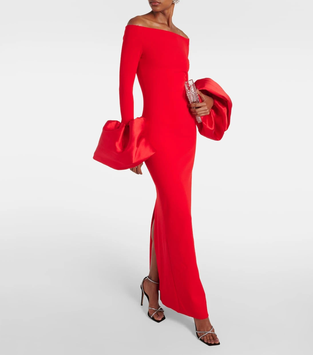 Solace London - Talia off-shoulder crêpe gown
