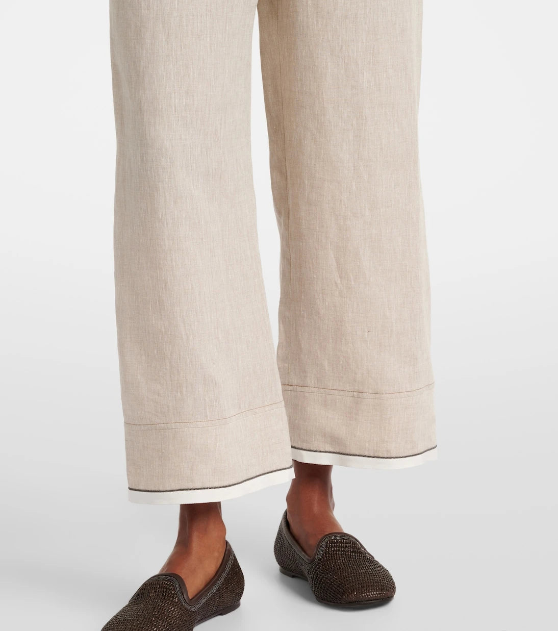 Brunello Cucinelli - Linen cropped wide-leg pants