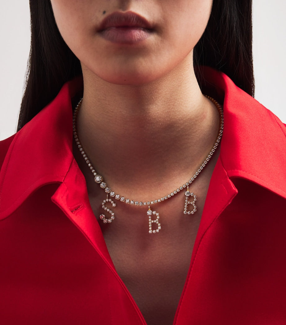 Yellow Gold and Diamond Collier de Lettre Royale Necklace