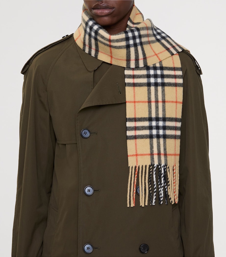 Burberry Beige Cashmere Narrow Check Scarf