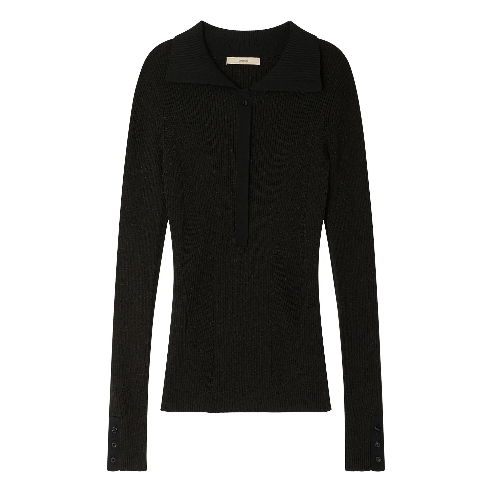 Sessùn - Lykke Metallic Polo Sweater | Midnight blue