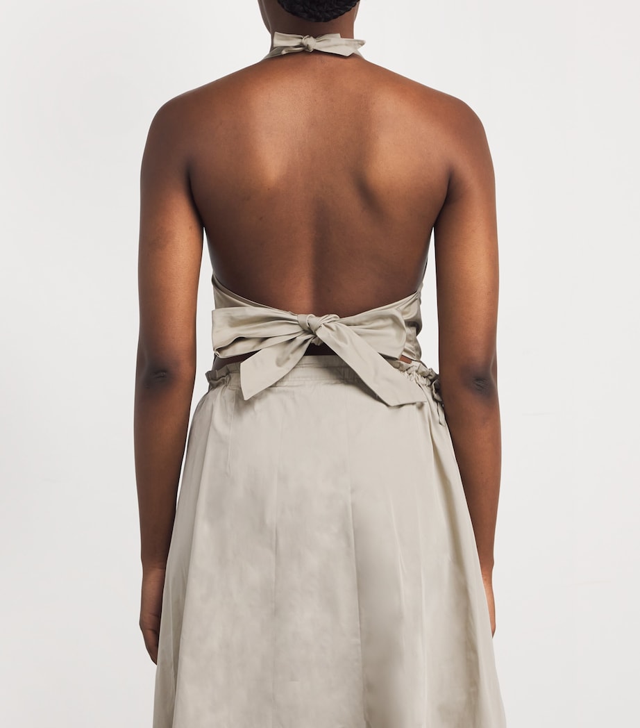 Nadine Mos Beige Draped Bib Top