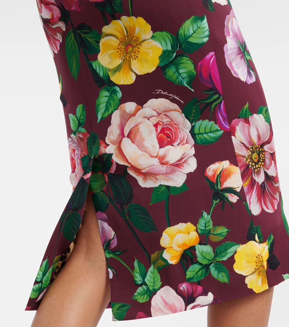 Dolce&Gabbana - Floral silk-blend charmeuse midi skirt