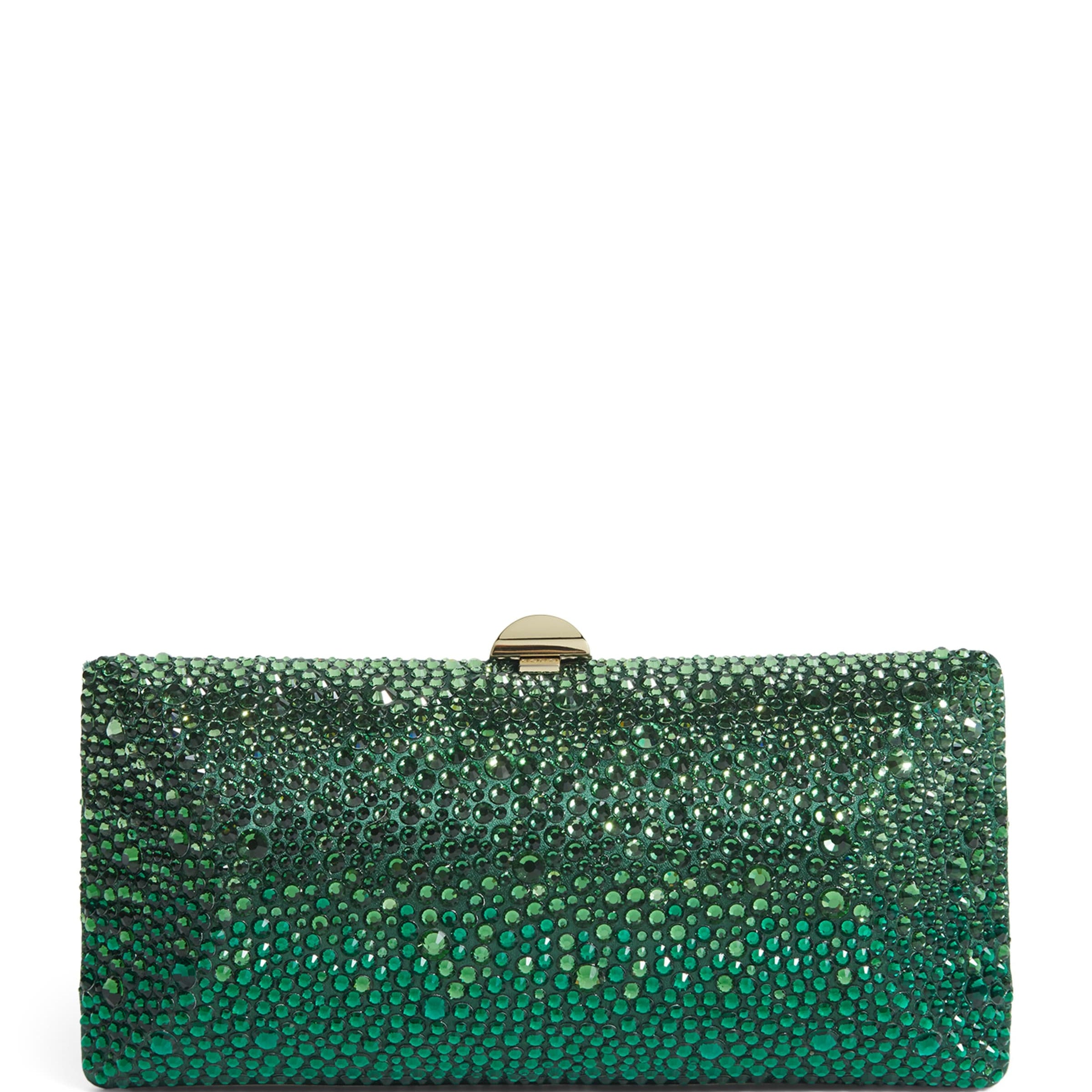 Green Silk Crystal Clutch Bag