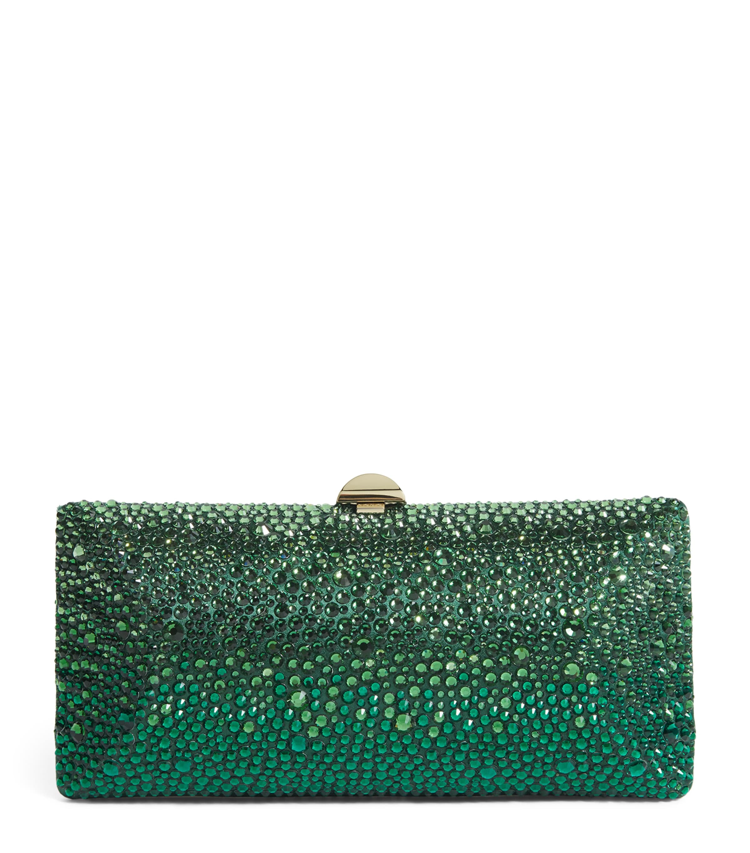 Green Silk Crystal Clutch Bag