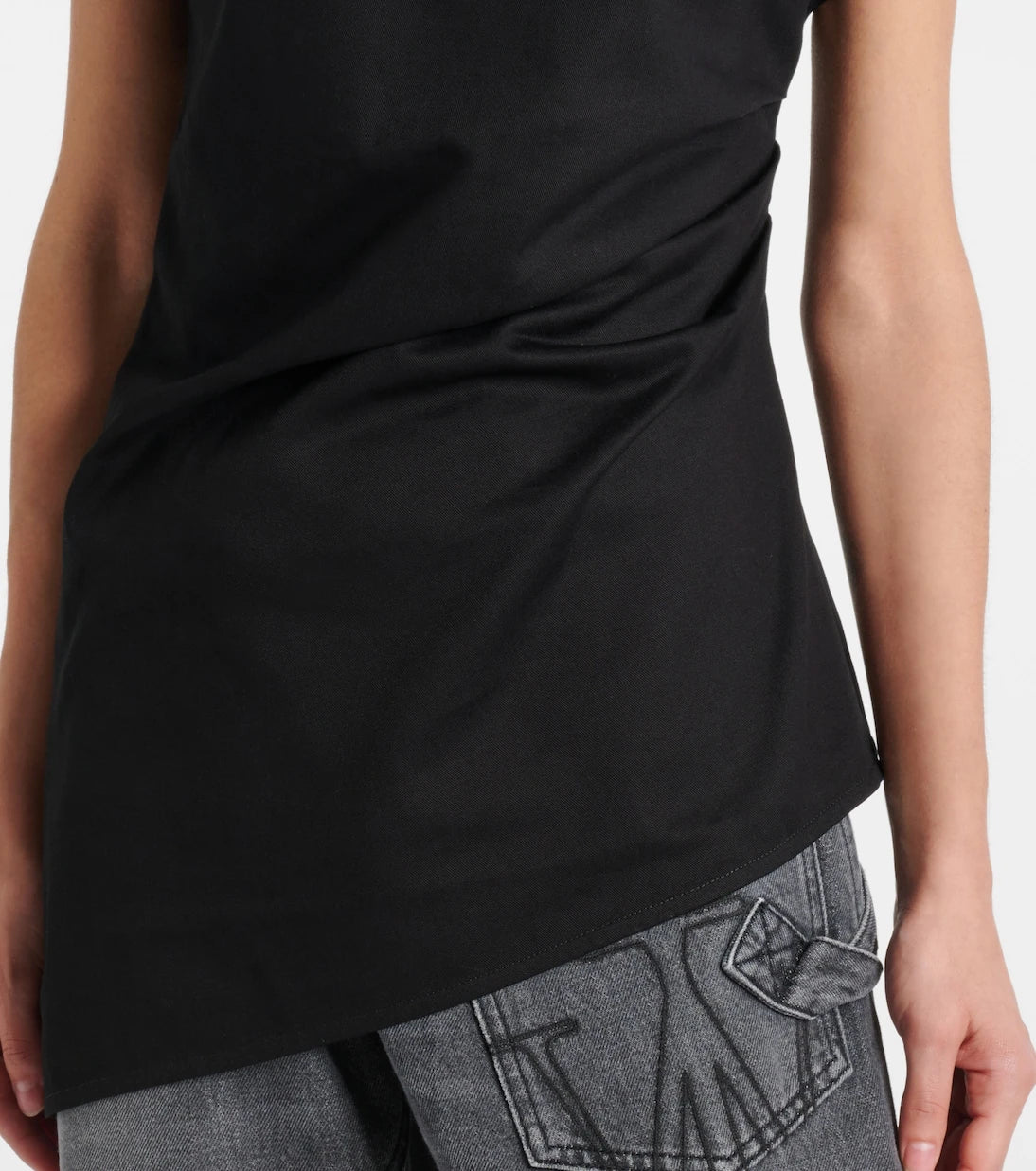 JW Anderson - Lace-trimmed asymmetric cotton top