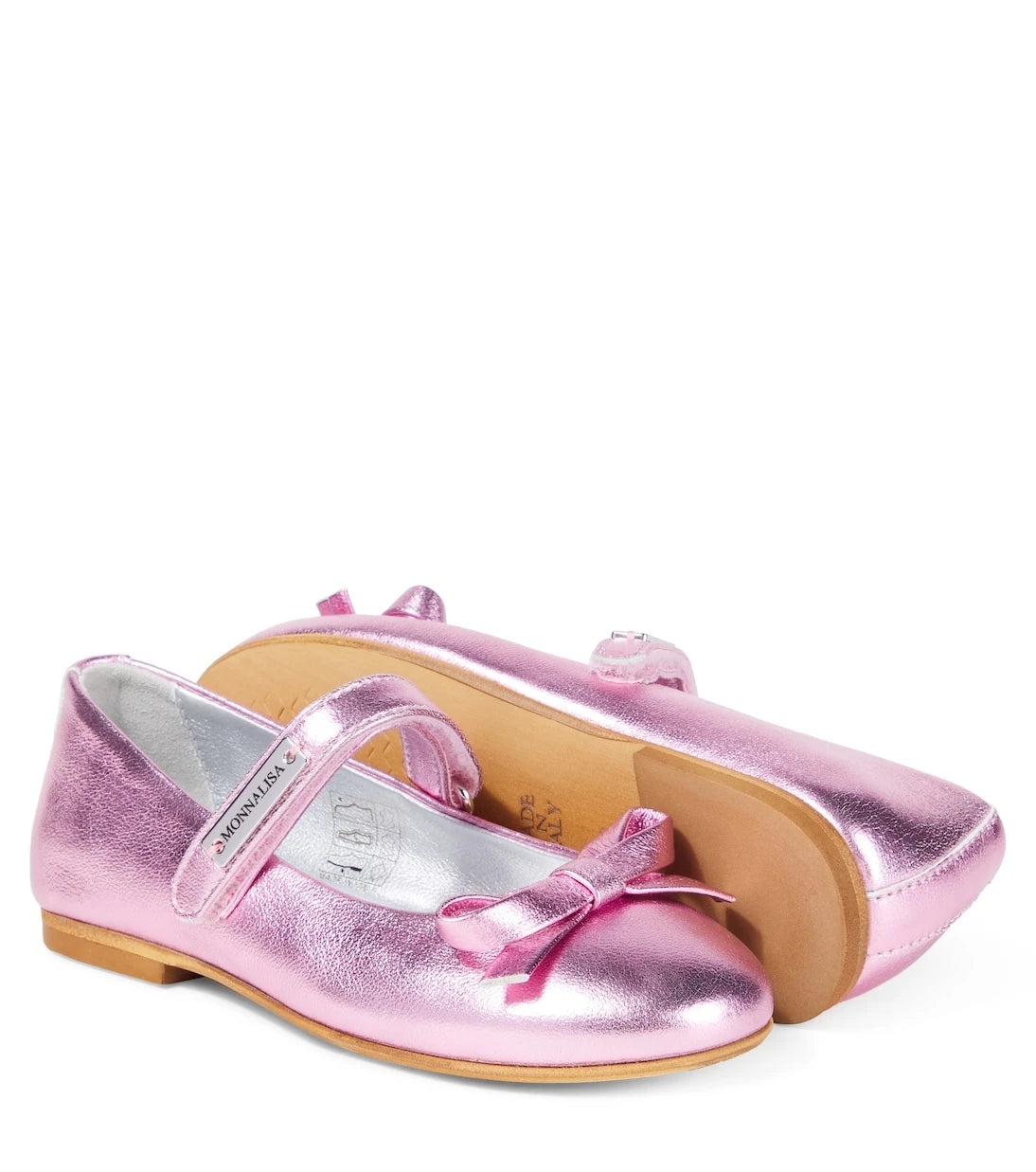 Monnalisa - Metallic leather ballet flats