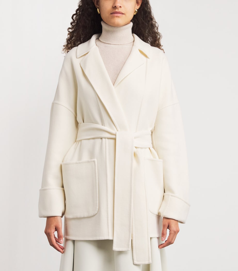 Eleventy White Wool Reversible Wrap Coat
