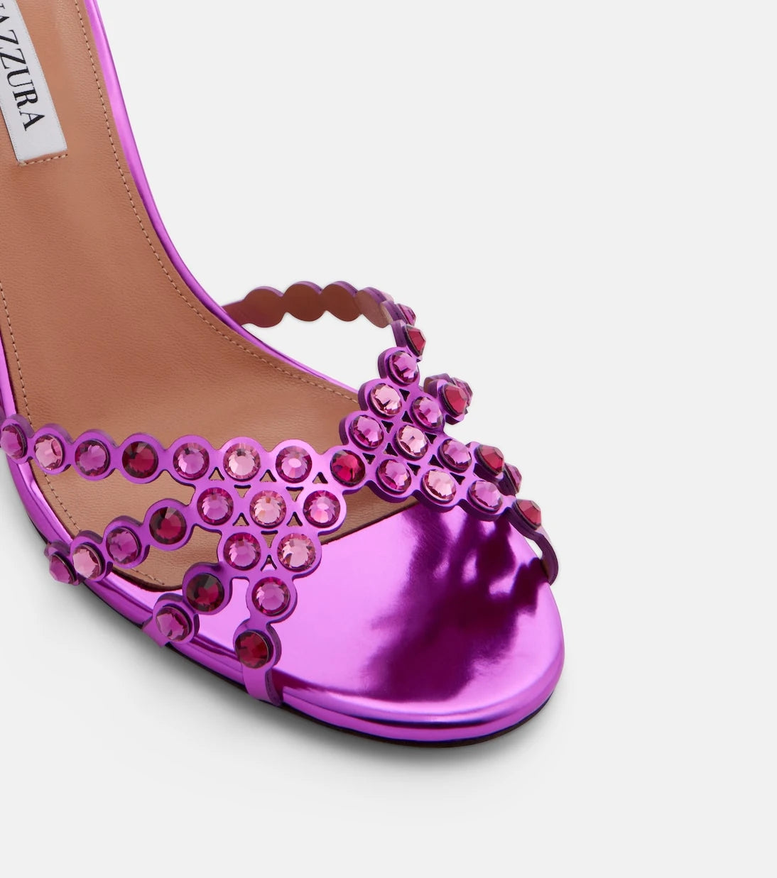 Aquazzura - Tequila crystal-embellished metallic leather sandals