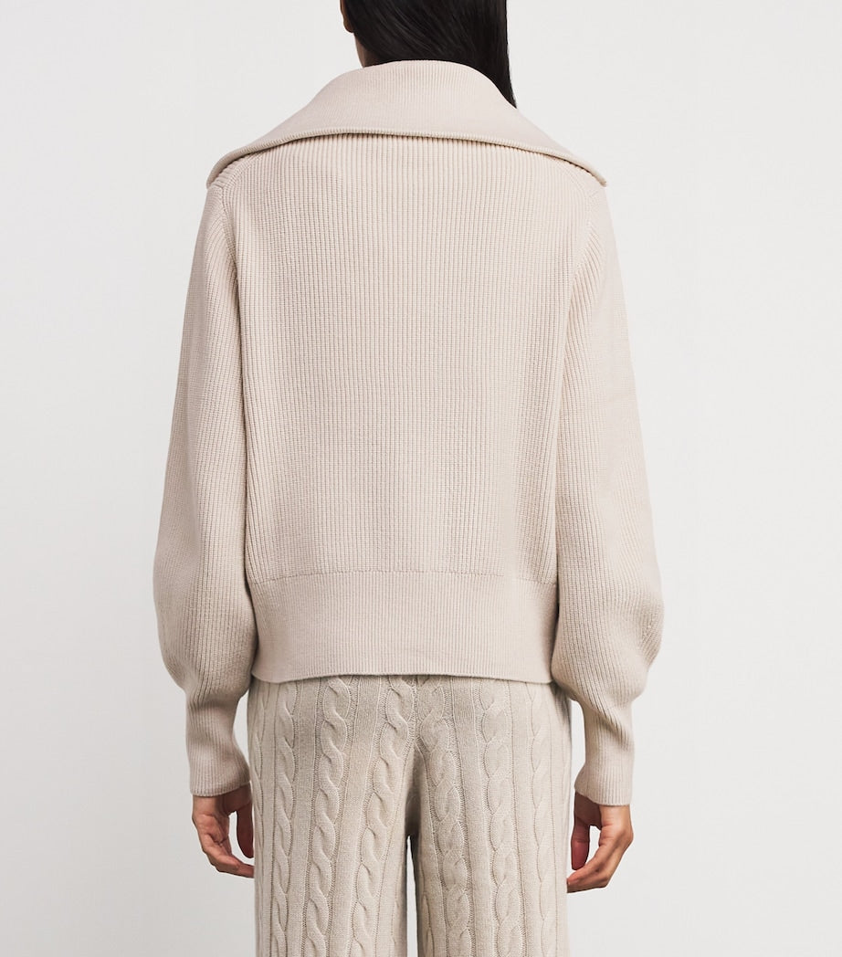 Varley Ivory Enrico Zip-Up Sweater