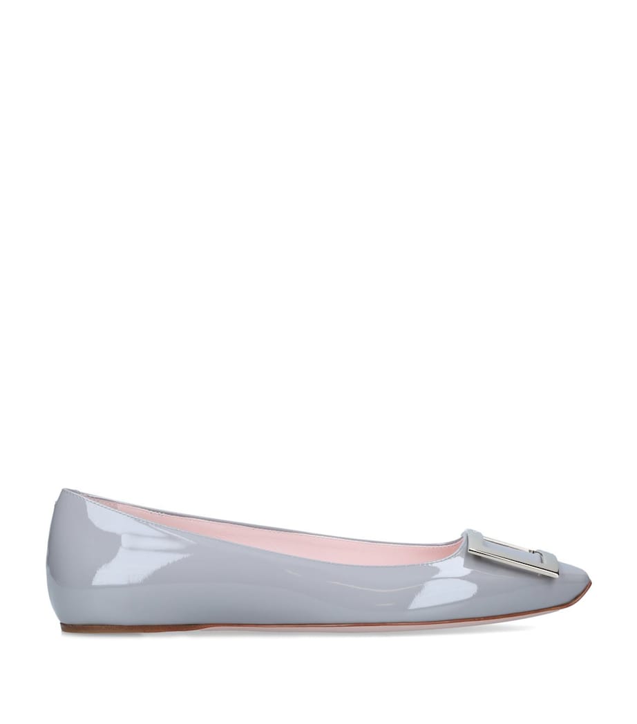 Roger Vivier Grey Patent Leather Trompette Ballet Flats