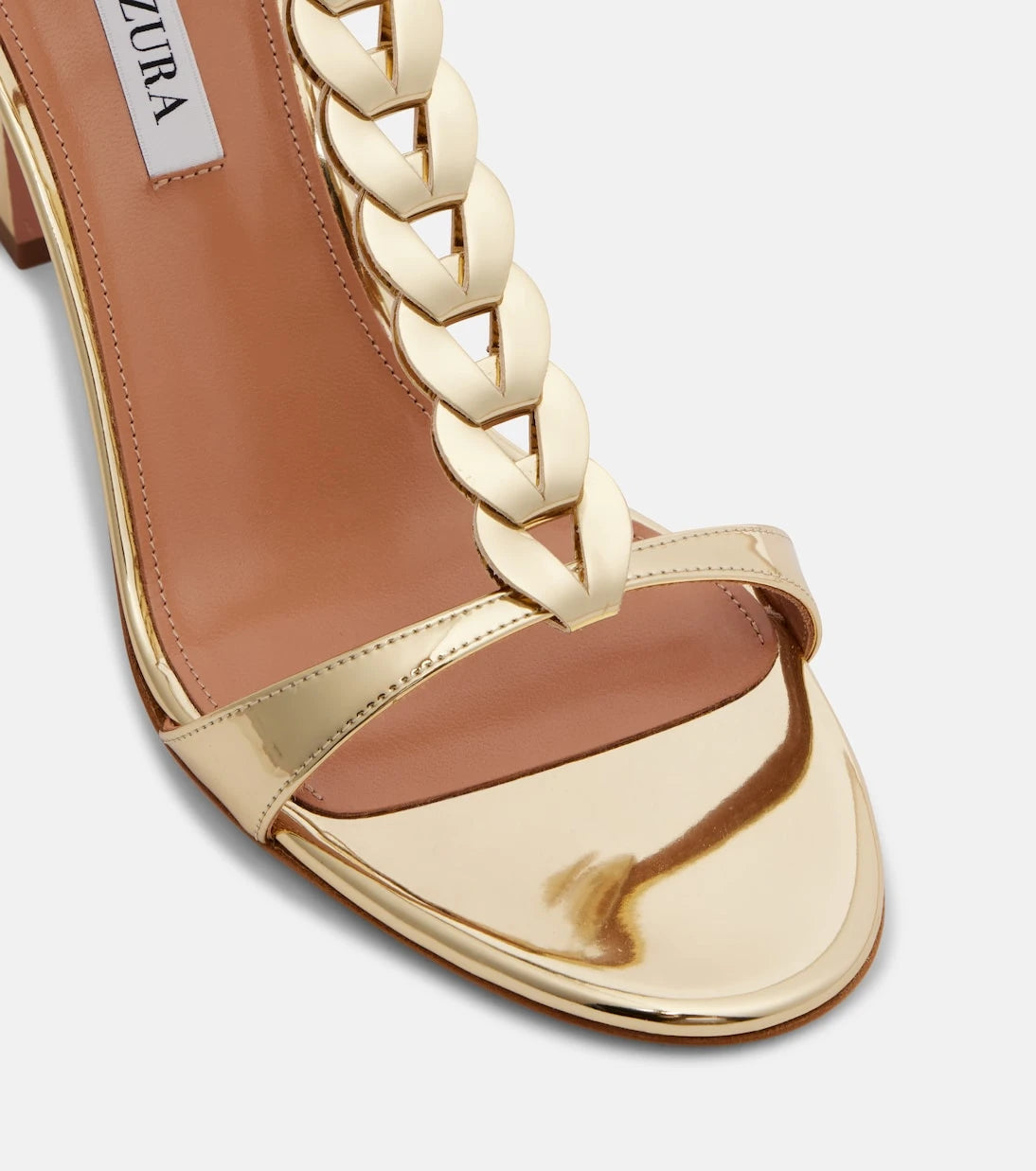 Aquazzura - صندل المصارع ديستني الجلدي بكعب 85 مم