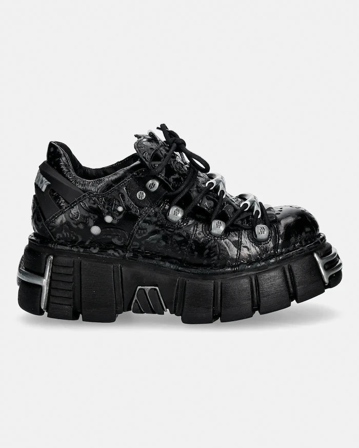 Кожени маратонки New Rock VINTAGE FLOWER NEGRO, TOWER NEGRO ACERO + l