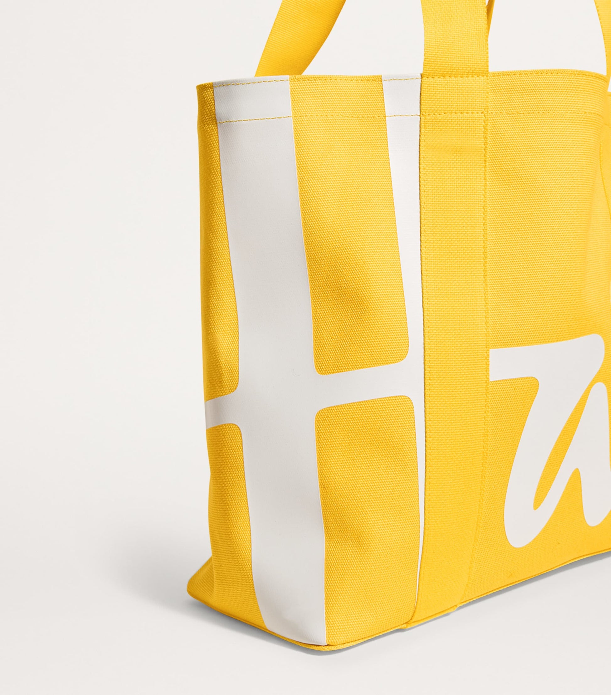 Yellow Medium Cotton Logo Tote Bag