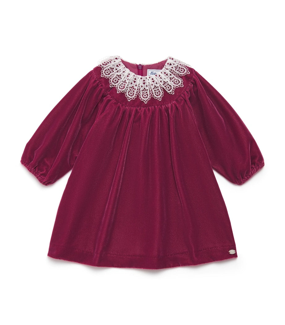 Tartine et Chocolat Pink Velvet Lace-Collar Dress (3 Months-4 Years)