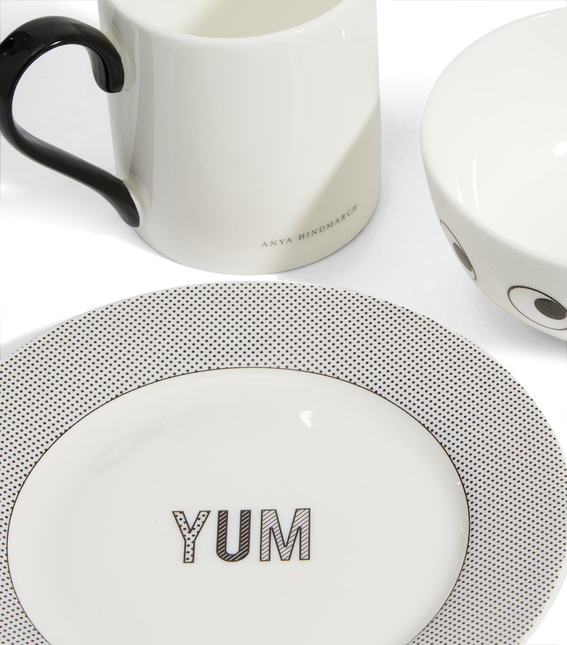 Ceramic Eyes Mug, Bowl and Plate Set