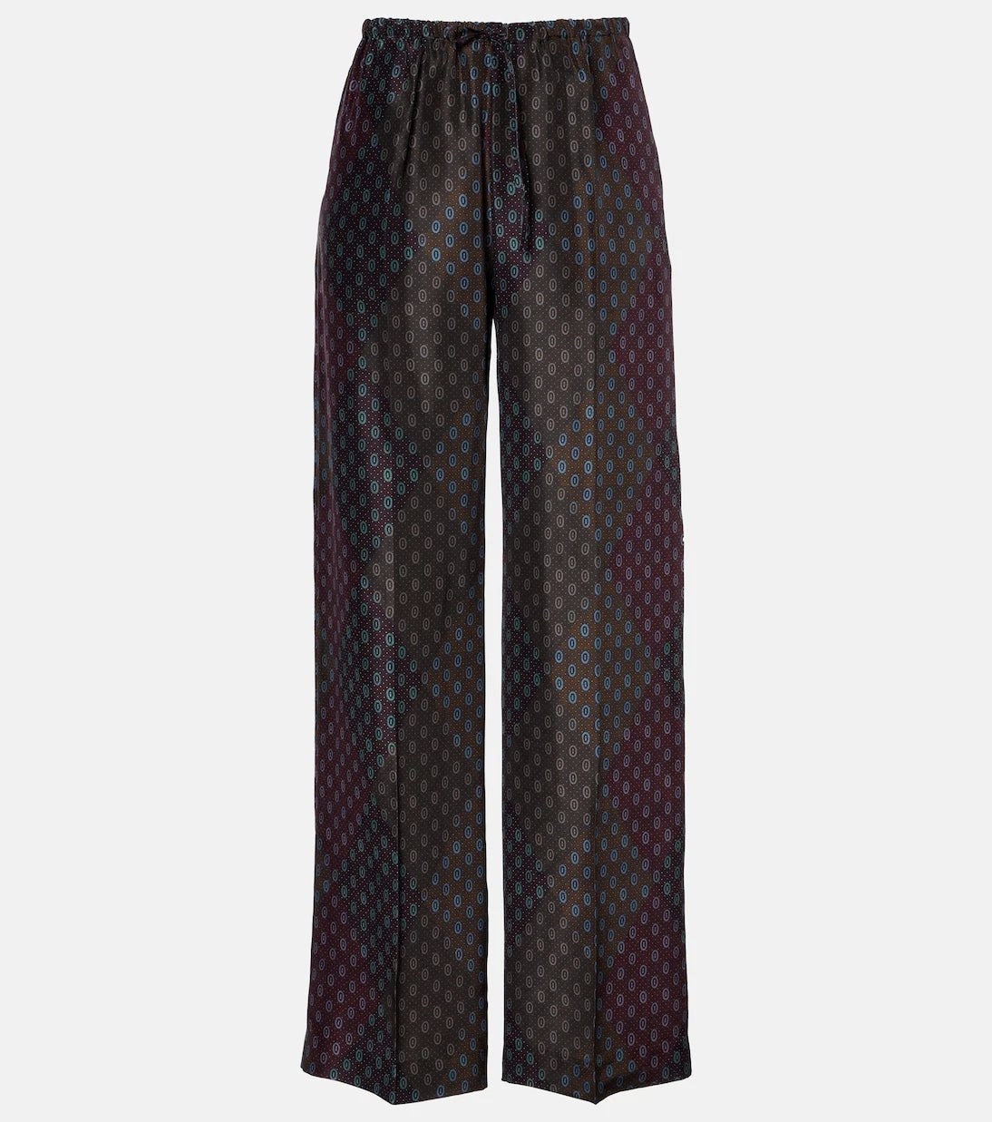 Dries Van Noten - Printed silk satin straight pants